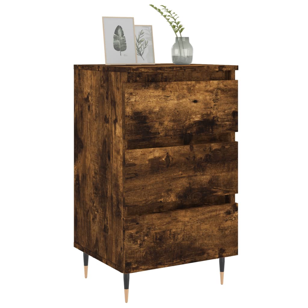 vidaXL Nachtkastjes 2 st 40x35x69 cm bewerkt hout gerookt eikenkleurig afbeelding