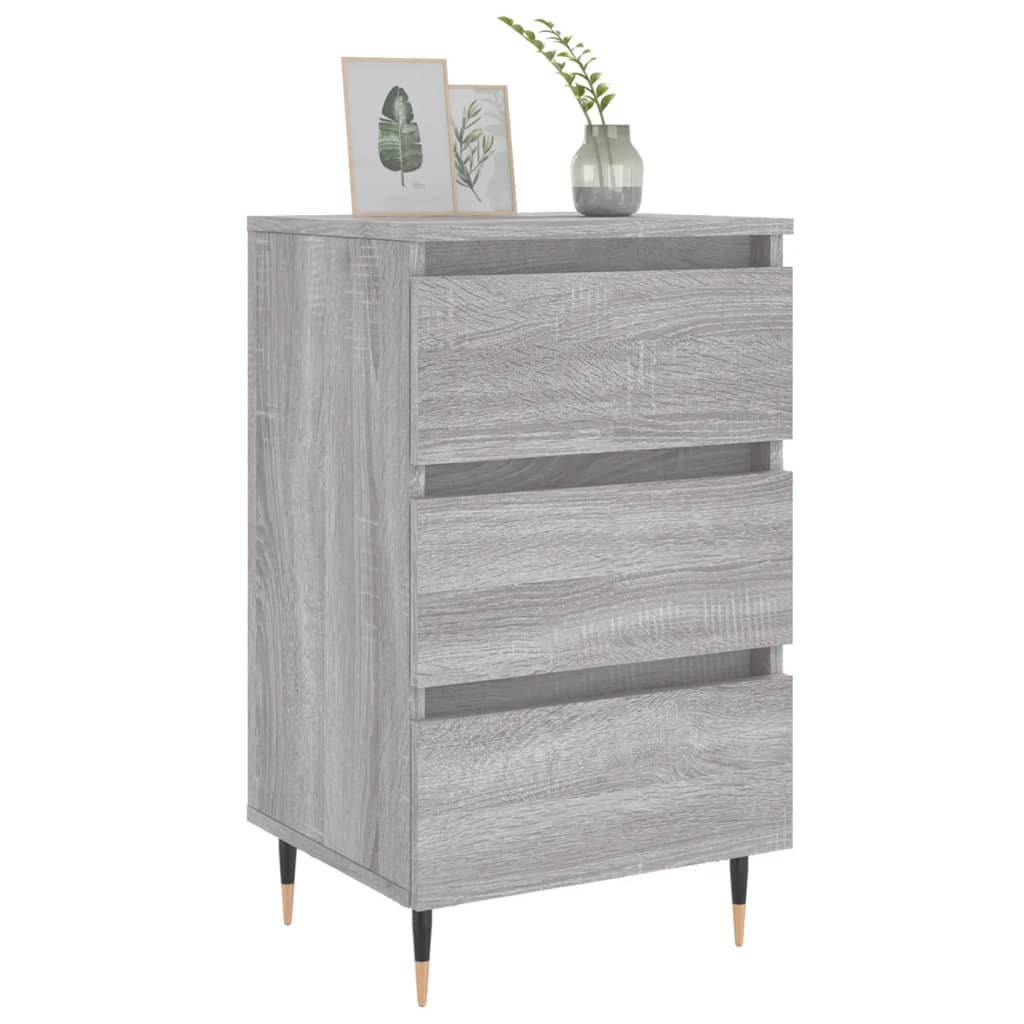 vidaXL Nachtkastjes 2 st 40x35x69 cm bewerkt hout grijs sonoma eiken afbeelding