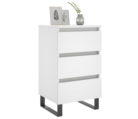 vidaXL Tables de chevet 2 pcs blanc 40x35x69 cm bois d&rsquo;ing&eacute;nierie