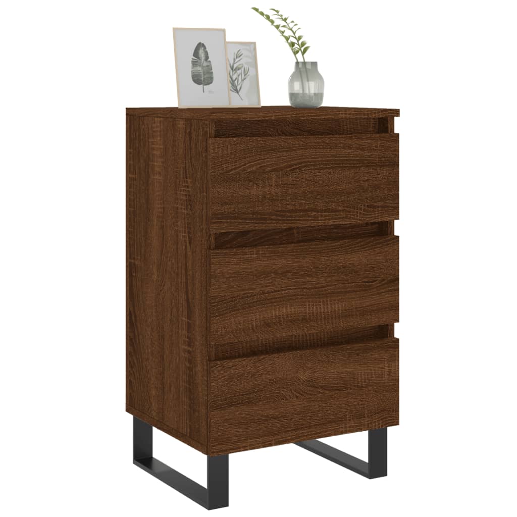 vidaXL Nachtkastjes 2 st 40x35x69 cm bewerkt hout bruin eikenkleur afbeelding