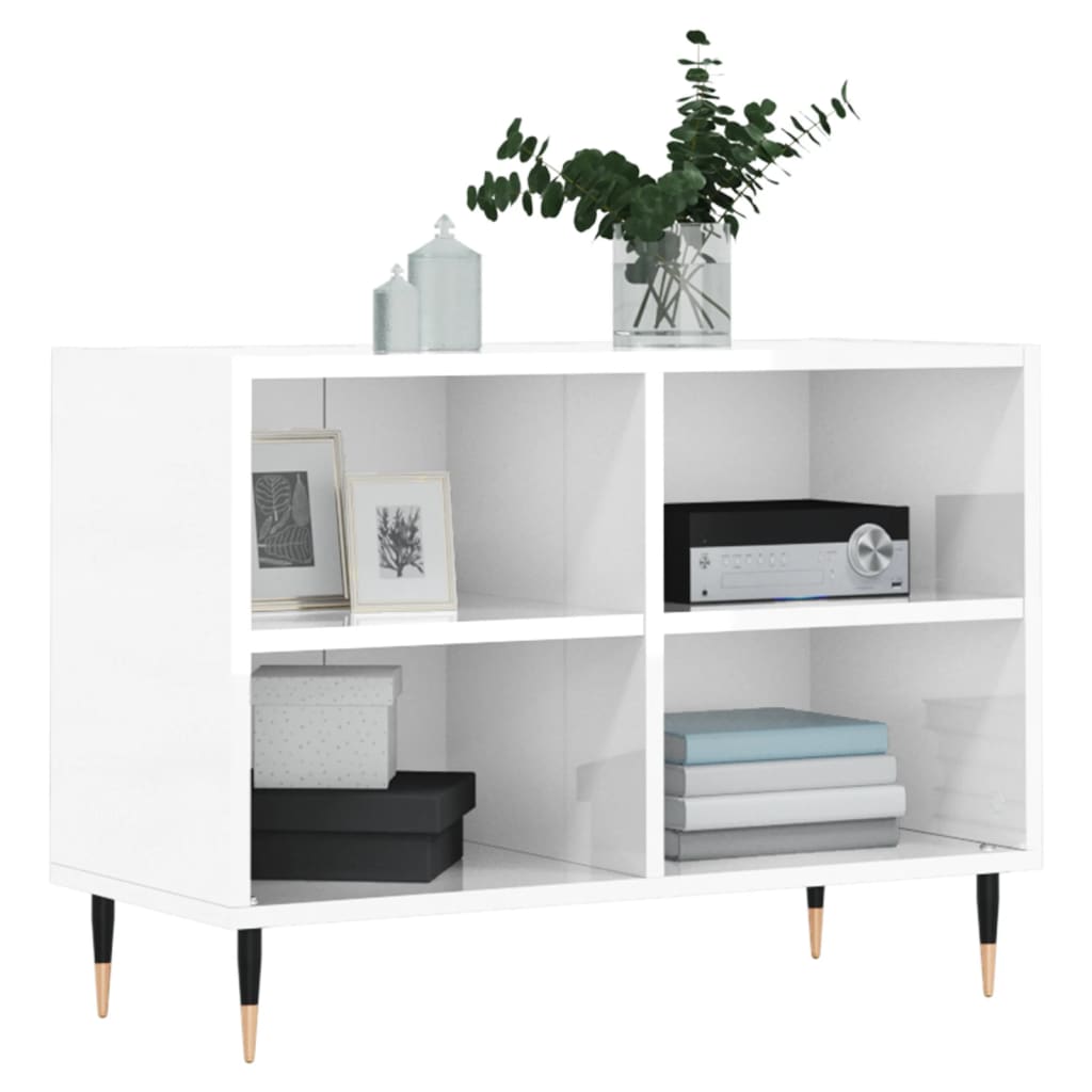 vidaXL Tv-meubel 69,5x30x50 cm bewerkt hout hoogglans wit afbeelding