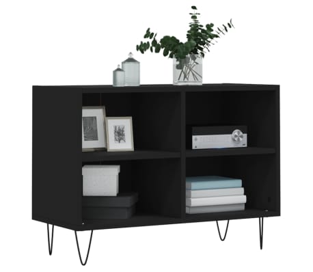 vidaXL Meuble TV noir 69,5 x 30 x 50 cm bois d'ing&eacute;nierie