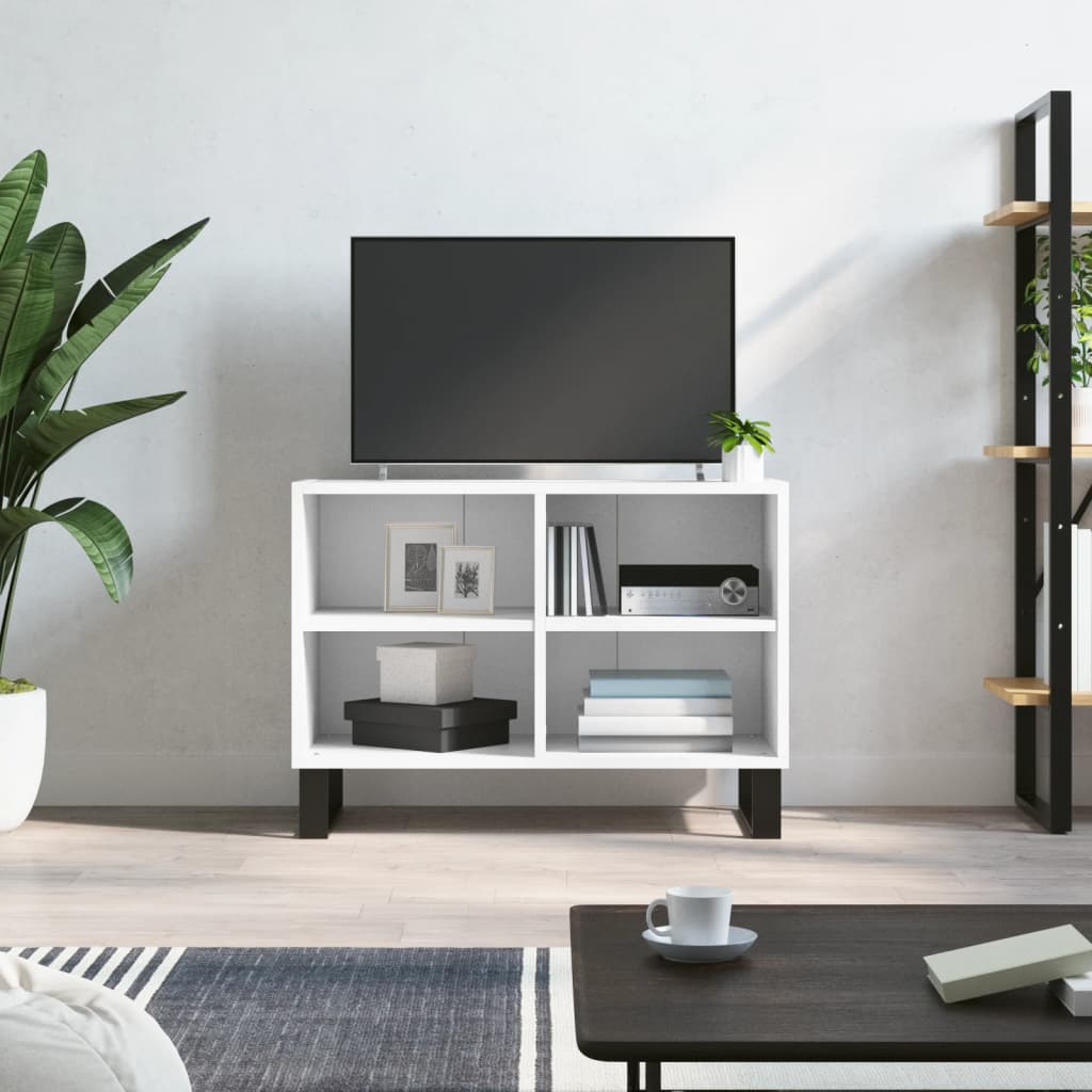 vidaXL Meuble TV blanc 69,5 x 30 x 50 cm bois d'ingénierie