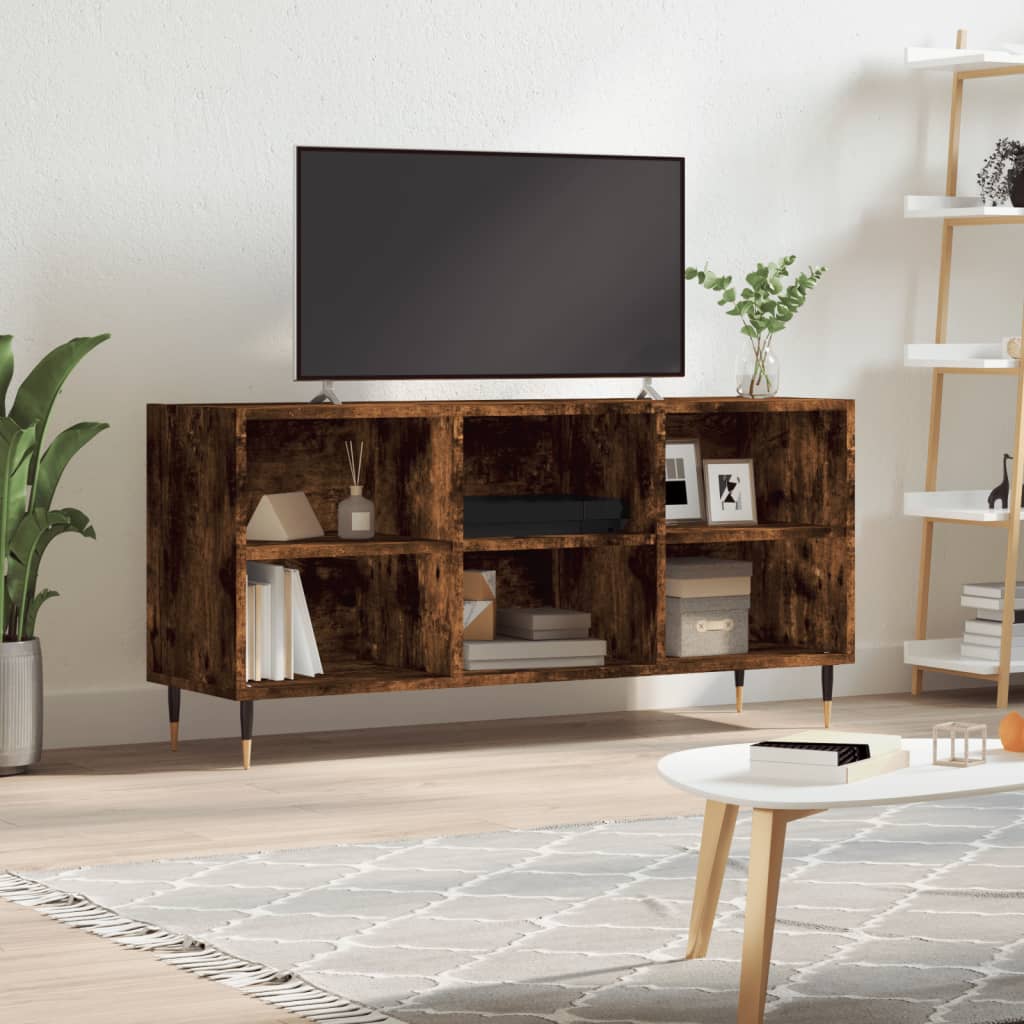 vidaXL Meuble TV chêne fumé 103,5x30x50 cm bois d'ingénierie