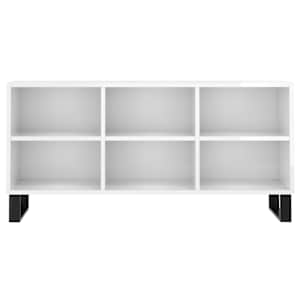 TV skříňka bílá vysoký lesk 103,5 x 30 x 50 cm kompozitní dřevo - obrázek 4
