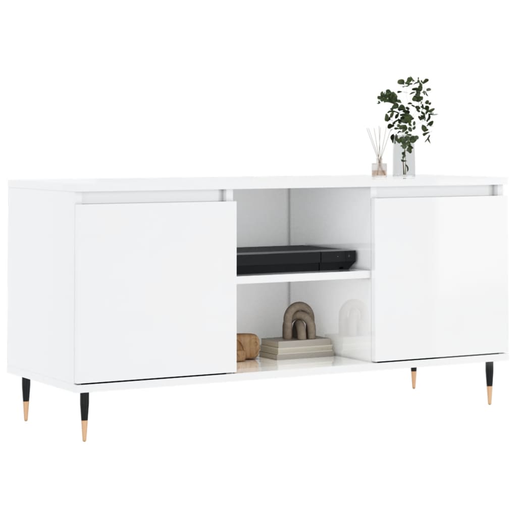 vidaXL fehér magasfényű szerelt fa TV-szekrény 104x35x50 cm