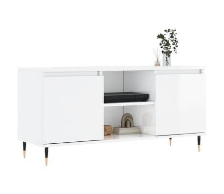 vidaXL TV Cabinet High Gloss White 104x35x50 cm Engineered Wood