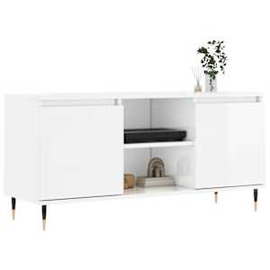 vidaXL TV Cabinet High Gloss White 104x35x50 cm Engineered Wood