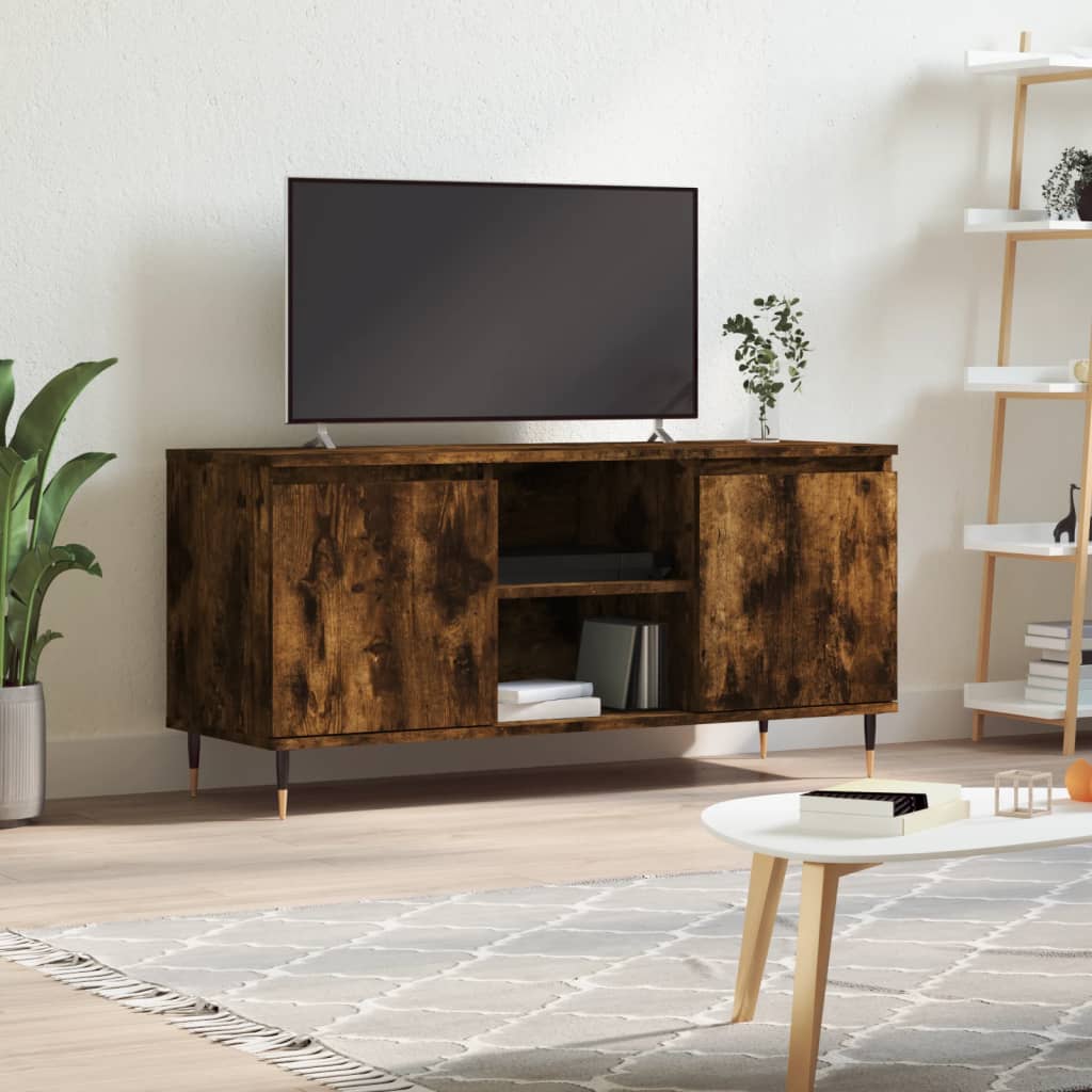 vidaXL Comodă TV, stejar fumuriu, 104x35x50 cm, lemn compozit