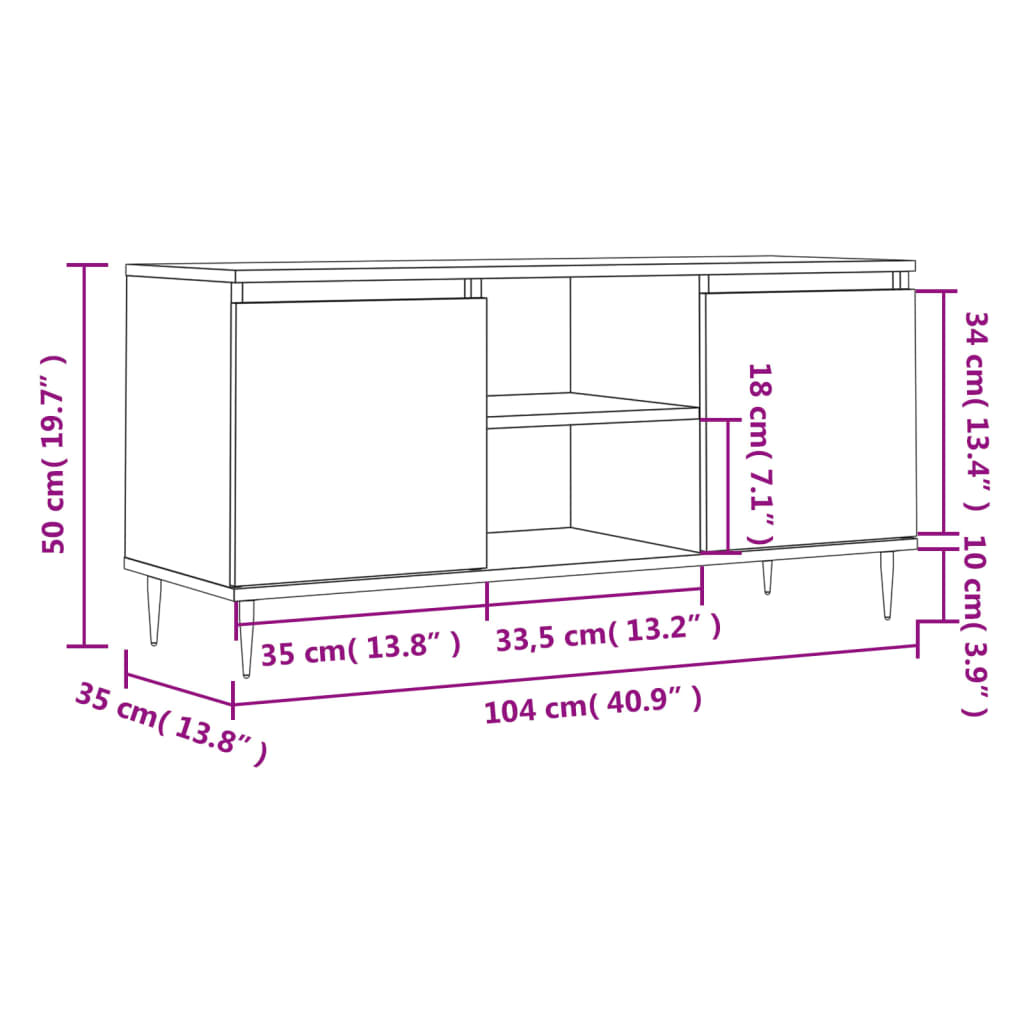 TV skříňka šedá sonoma 104 x 35 x 50 cm kompozitní dřevo