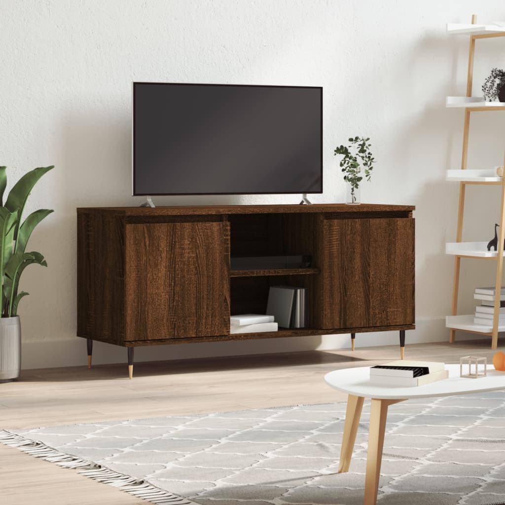 vidaXL tv-bord 104x35x50 cm konstrueret træ brun egetræsfarve
