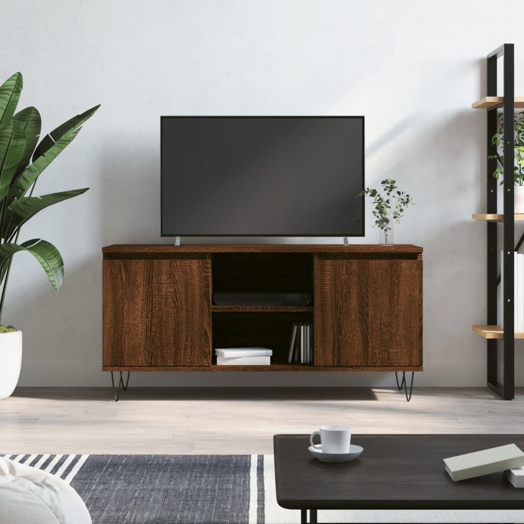 vidaXL Comodă TV, stejar maro, 104x35x50 cm, lemn compozit