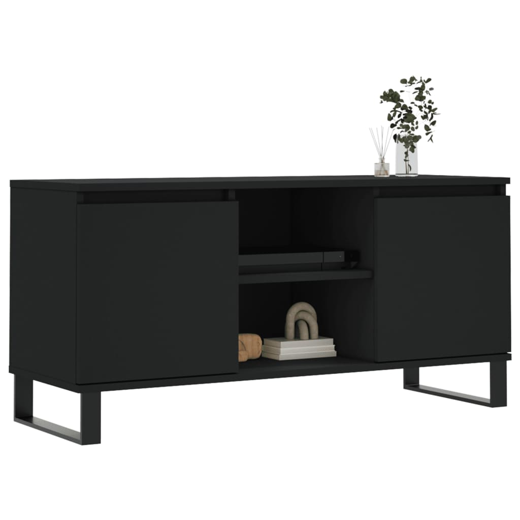 vidaXL Mueble de TV madera de ingeniería negro 104x35x50 cm