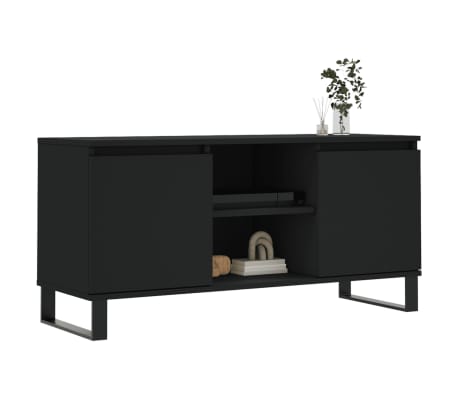 vidaXL Meuble TV noir 104x35x50 cm bois d'ingénierie