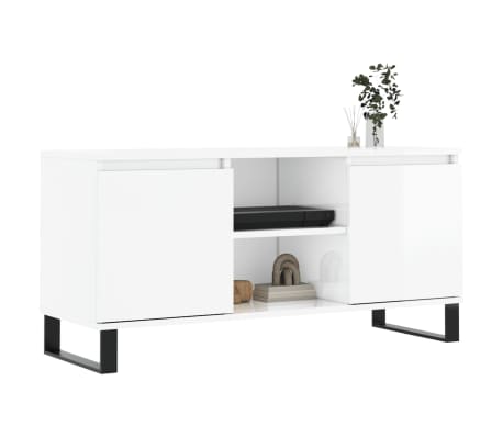 vidaXL TV-Schrank Hochglanz-Weiß 104x35x50 cm Holzwerkstoff