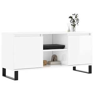 vidaXL TV-Schrank Hochglanz-Weiß 104x35x50 cm Holzwerkstoff