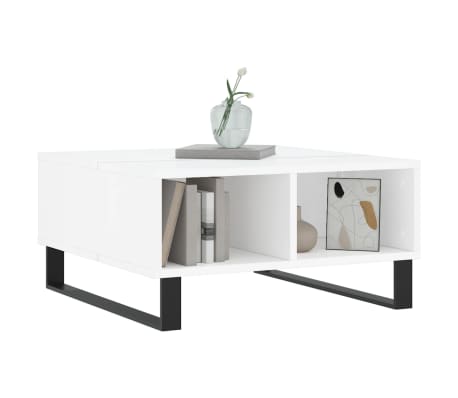 vidaXL Couchtisch Hochglanz-Weiß 60x60x30 cm Holzwerkstoff