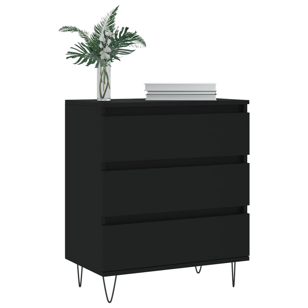 vidaXL Dressoir 60x35x70 cm bewerkt hout zwart afbeelding