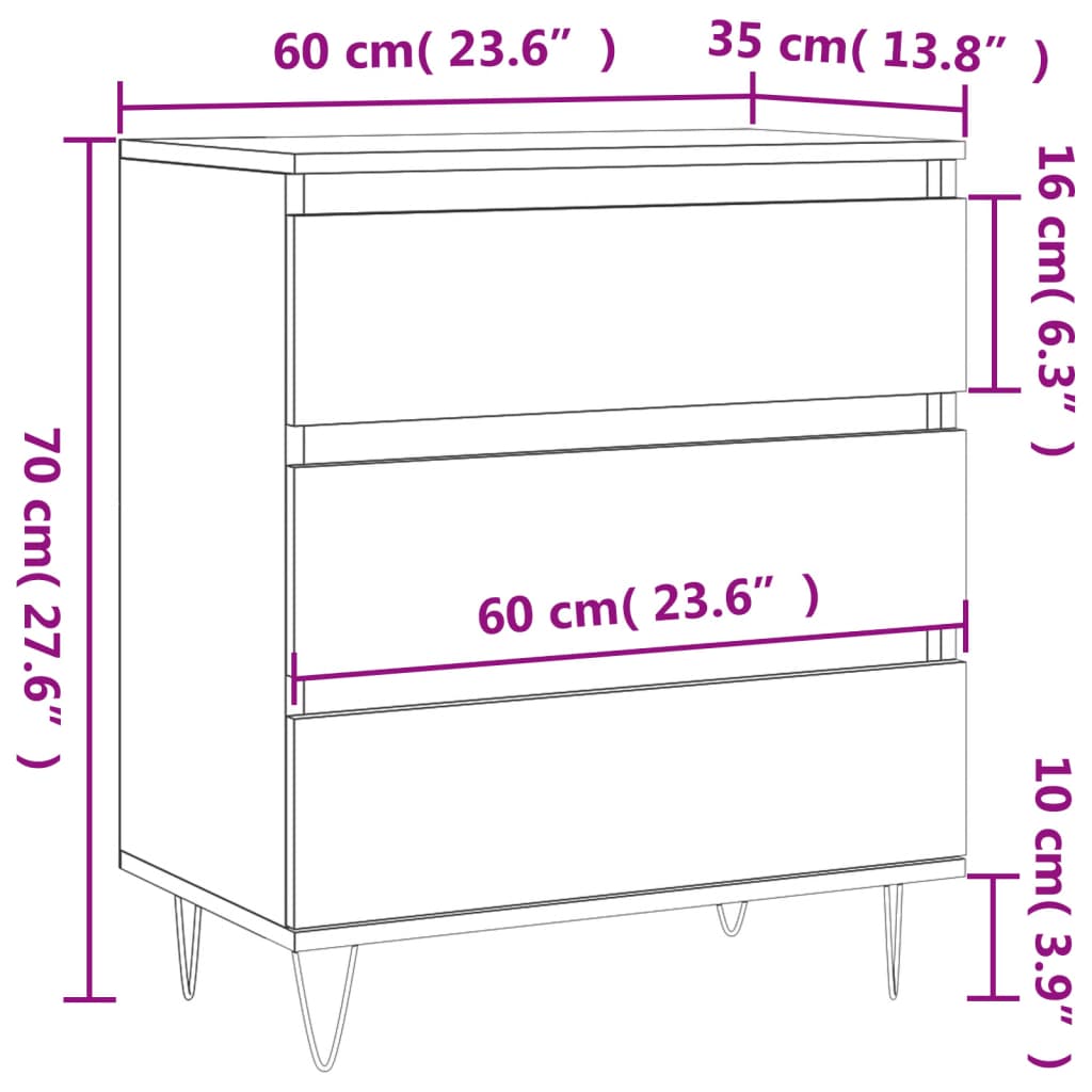 Komoda siva sonoma 60x35x70 cm inženirski les