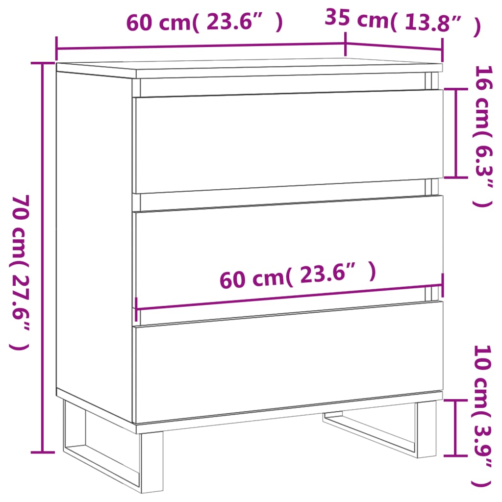 Komoda betonsko siva 60x35x70 cm inženirski les