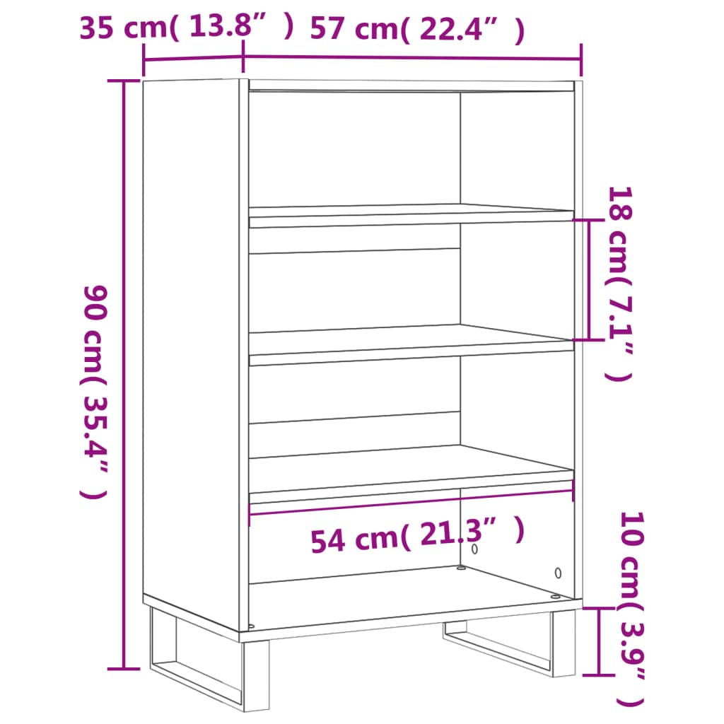 Visoka omara betonsko siva 57x35x90 cm inženirski les