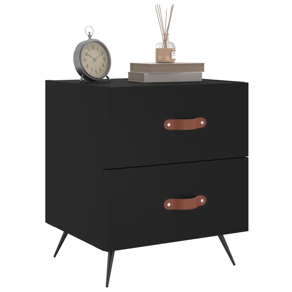 vidaXL Noptiere, 2 buc., negru, 40x35x47,5 cm, lemn compozit