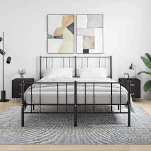 Nočna omarica 2 kosa črna 40x35x47,5 cm inženirski les