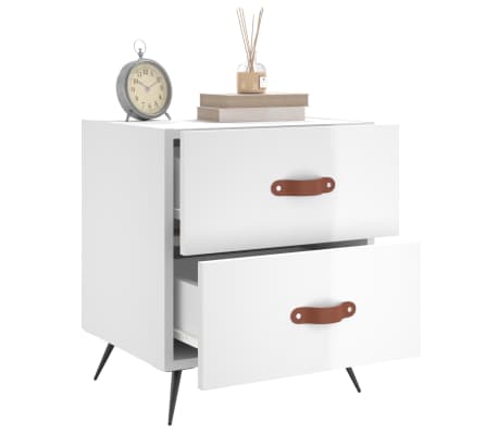 vidaXL Noptiere, 2 buc., alb extralucios, 40x35x47,5 cm, lemn compozit