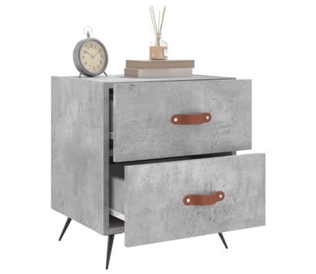vidaXL Tables de chevet 2pcs gris b&eacute;ton 40x35x47,5cm bois d&rsquo;ing&eacute;nierie