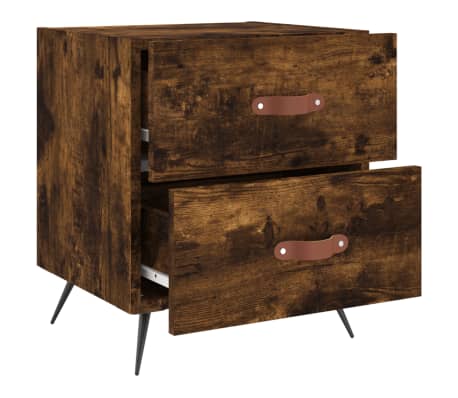vidaXL Bedside Cabinet Smoked Oak 40x35x47.5 cm Engineered Wood
