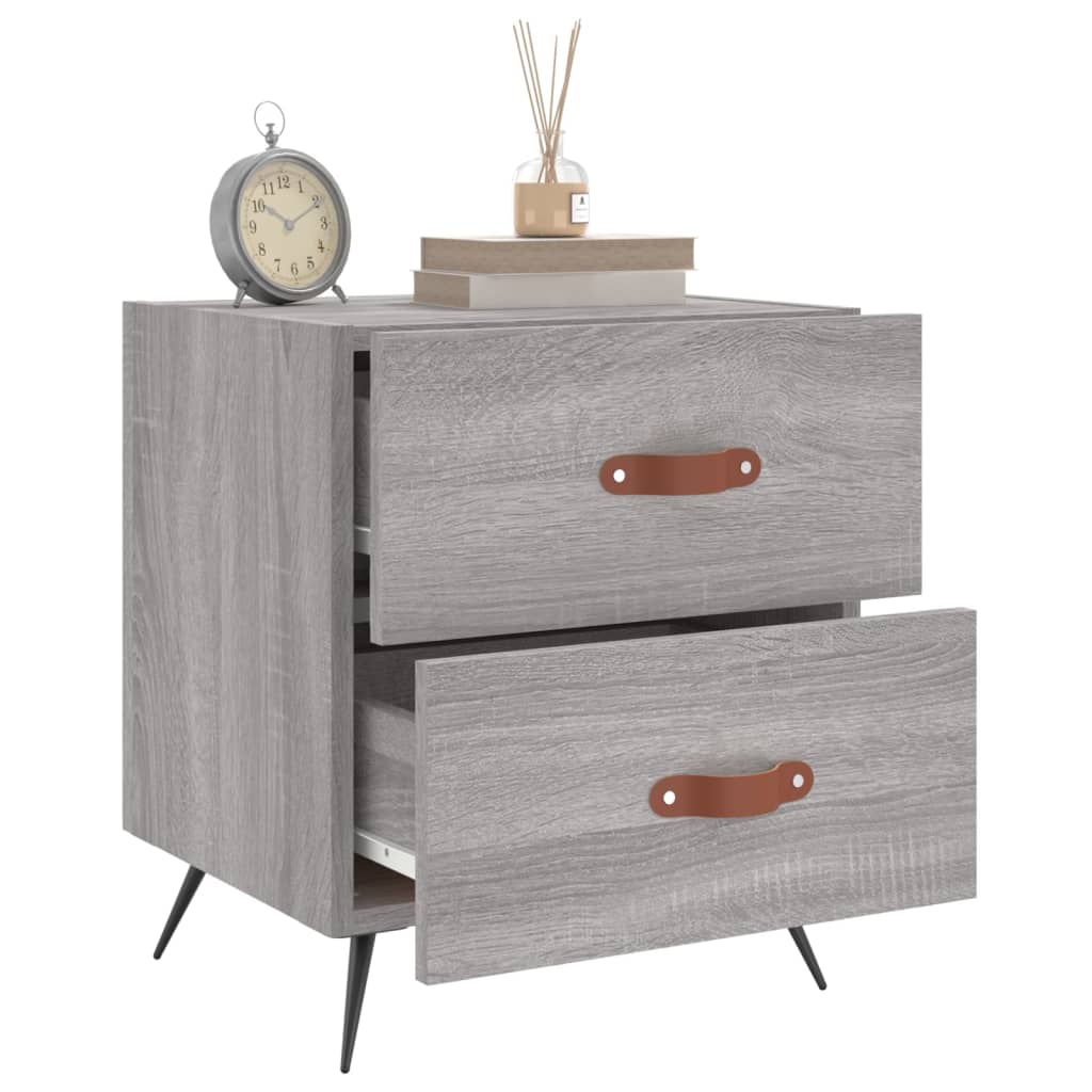 vidaXL Nachtkastjes 2 st 40x35x47,5 cm bewerkt hout grijs sonoma eiken afbeelding