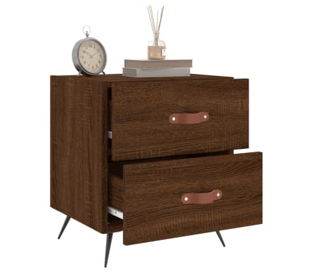 vidaXL Нощни шкафчета 2 бр кафяв дъб 40x35x47,5 см инженерно дърво