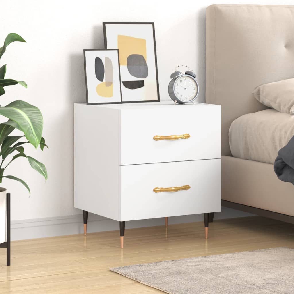 vidaXL Mesa de cabeceira 40x35x47,5 cm derivados de madeira branco