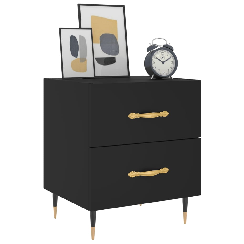 vidaXL Bedside Cabinet Black 40x35x47.5 cm Engineered Wood