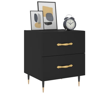 vidaXL Bedside Cabinet Black 40x35x47.5 cm Engineered Wood