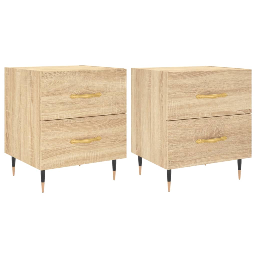VidaXL Nachtkastjes 2 St 40x35x47, 5 Cm Bewerkt Hout Sonoma Eikenkleur