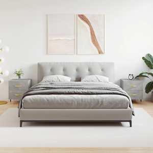 Nočna omarica 2 kosa betonsko siva 40x35x47,5 cm inženirski les