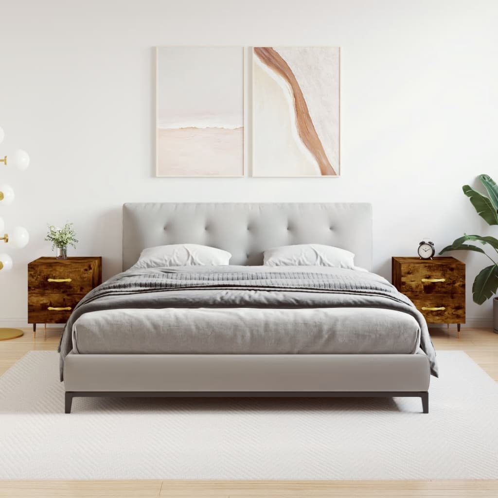 vidaXL Noptiere, 2 buc., stejar fumuriu, 40x35x47,5 cm, lemn compozit