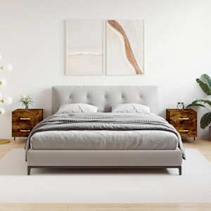 Nočna omarica 2 kosa dimljen hrast 40x35x47,5 cm inženirski les