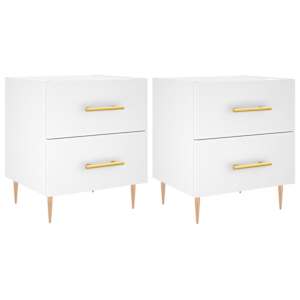 Nočna omarica 2 kosa bela 40x35x47,5 cm inženirski les - slika 2