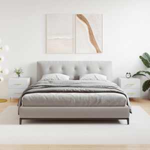 Nočna omarica 2 kosa bela 40x35x47,5 cm inženirski les