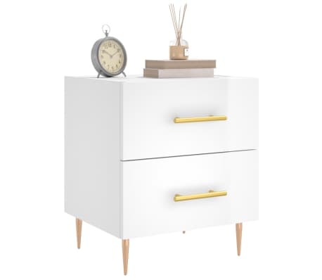 vidaXL Szafki nocne, 2 szt., białe, wysoki połysk, 40x35x47,5 cm