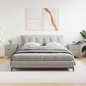 Nočna omarica 2 kosa betonsko siva 40x35x47,5 cm inženirski les