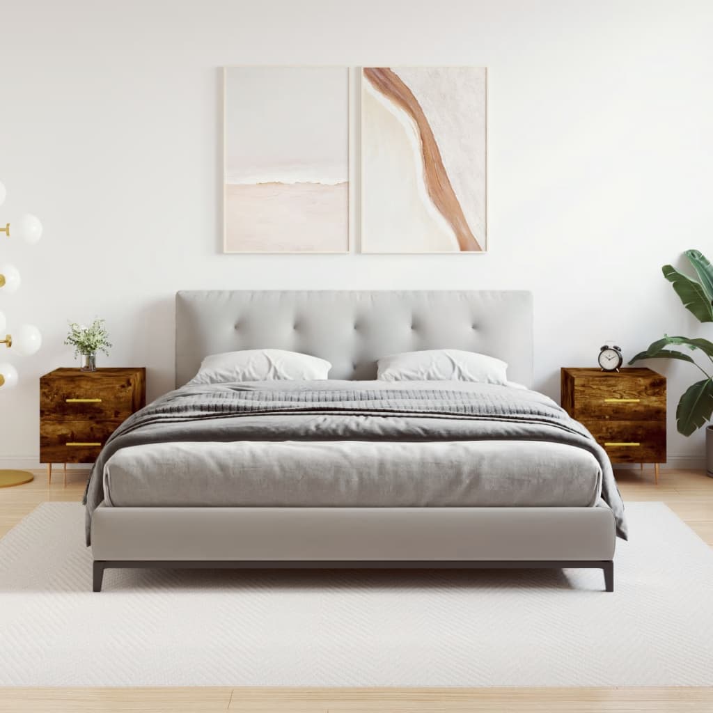 vidaXL Noptiere, 2 buc., stejar fumuriu, 40x35x47,5 cm, lemn compozit