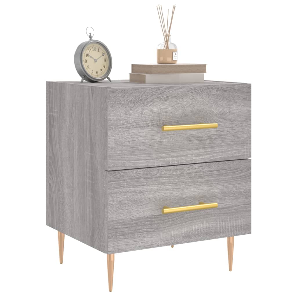 vidaXL Nachtkastje 40x35x47,5 cm bewerkt hout grijs sonoma eikenkleur