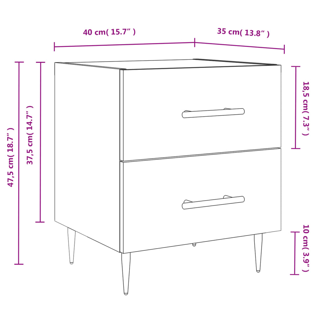 Нощно шкафче кафяв дъб 40x35x47,5 см инженерно дърво