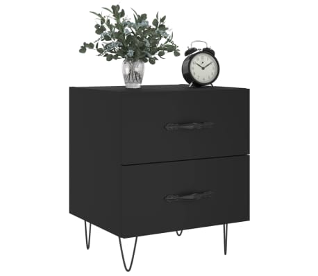vidaXL Table de chevet noir 40x35x47,5 cm bois d&rsquo;ing&eacute;nierie