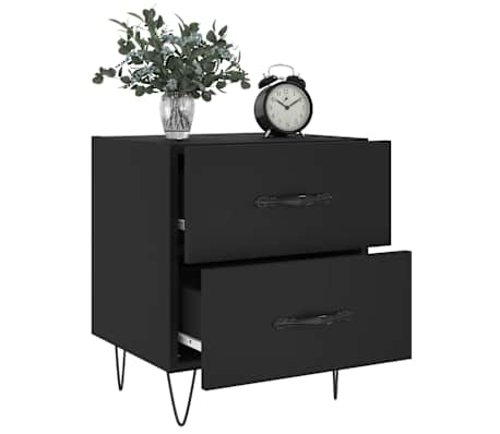 vidaXL Nachttische 2 Stk. Schwarz 40x35x47,5 cm Holzwerkstoff