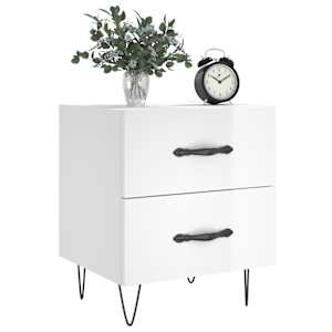 vidaXL Nočn&iacute; stolek b&iacute;l&yacute; vysok&yacute; lesk 40x35x47,5 cm kompozitn&iacute; dřevo