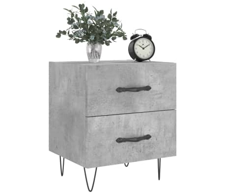 vidaXL Κομοδίνο Γκρι Σκυροδ. 40 x 35 x 47,5 εκ. από Επεξεργασμένο Ξύλο